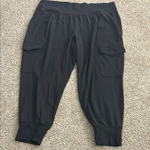 Athleta Venice Cargo Joggers Black Athletic Stretchy Waist Pants 2XL